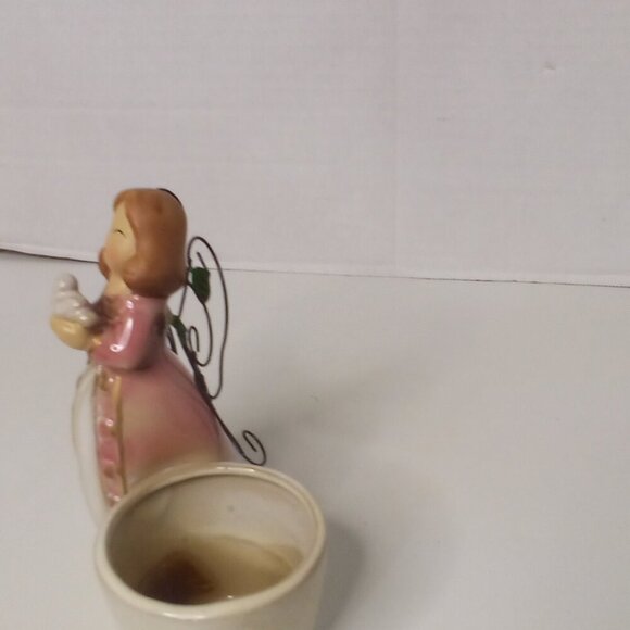 Ceramic Angel Tealight Candle Holder Glazed 6" Tall - Picture 5 of 12